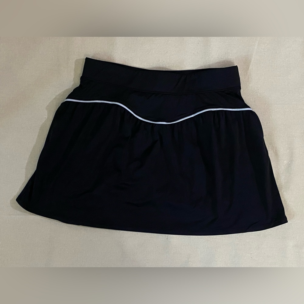 Black Tennis Skirt with Attached Shorts- White Trim
